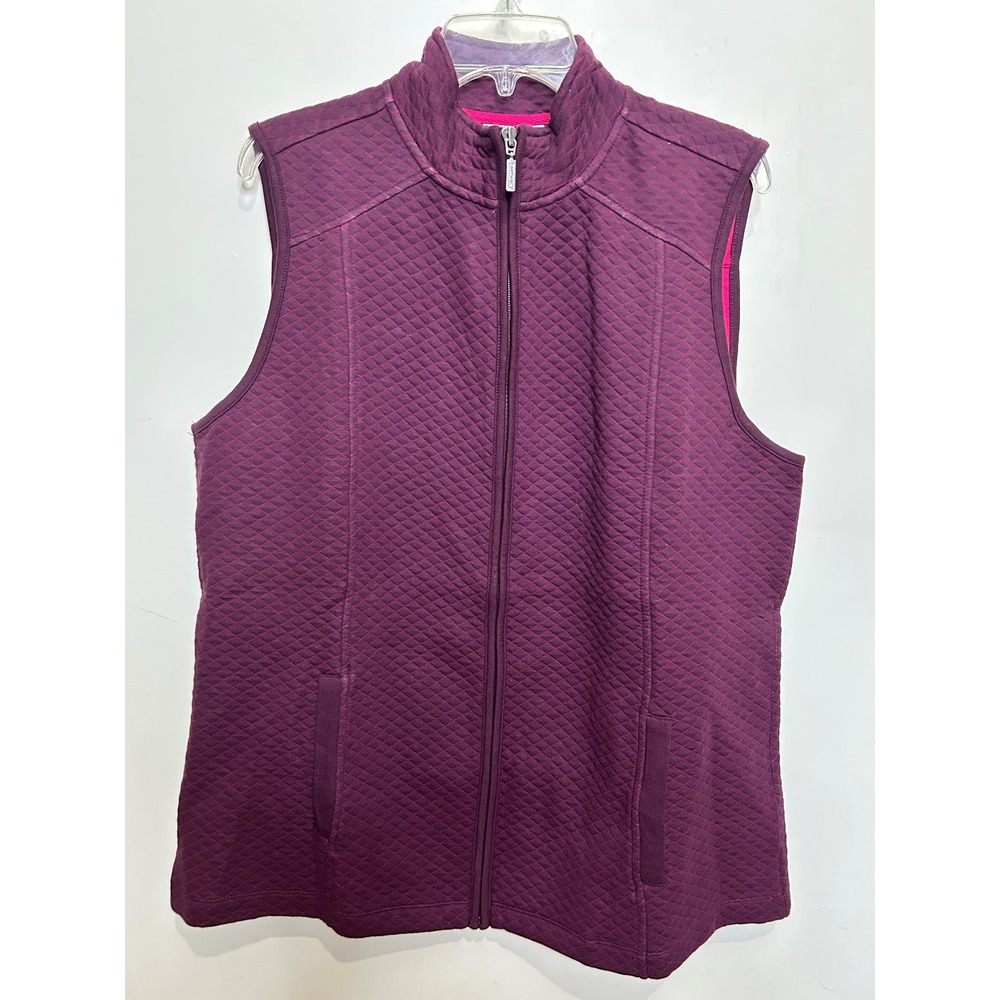 d & Co. Active Women's Quilted‎ Vest Full Zip Plum Purple Sleeveless Layering
